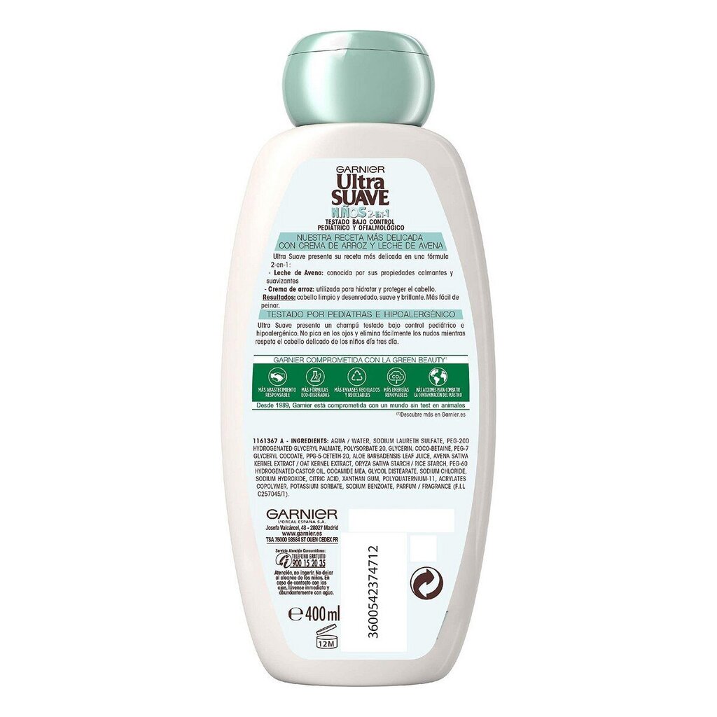 Bērnu šampūns Garnier Ultra Suave Šampūns un Kondicionieris Auzu Pārslas (400 ml) цена и информация | Šampūni | 220.lv