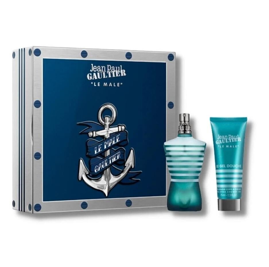 Komplekts vīriešiem Jean Paul Gaultier Le Male: tualetes ūdens, 75 ml + dušas želeja, 75 ml cena un informācija | Vīriešu smaržas | 220.lv