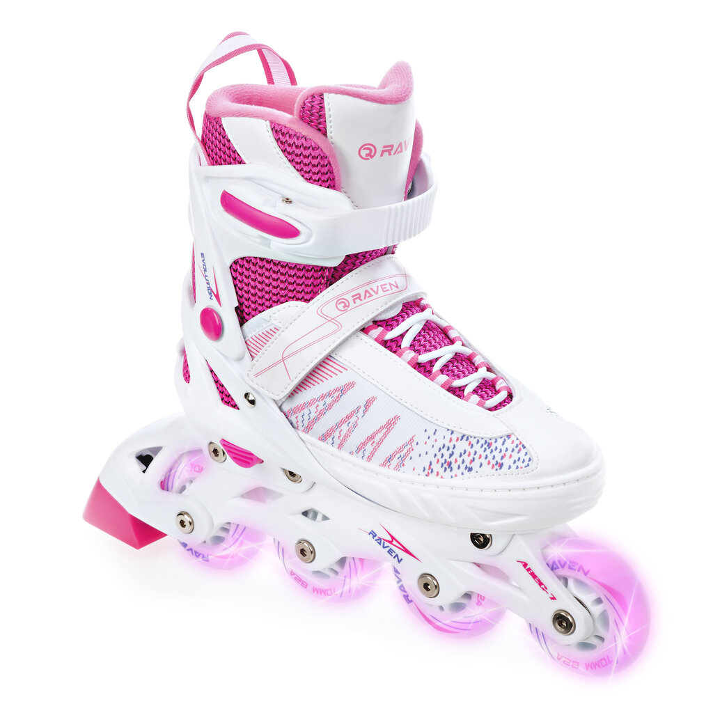 Regulējama izmēra skrituļslidas, Raven Grace White/Pink LED (35-39) cena un informācija | Skrituļslidas | 220.lv