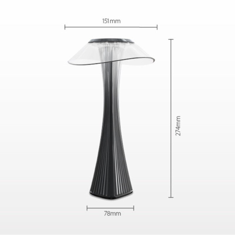 Bezvadu akrila galda lampas pelēks abažūrs 27,4 cm cena un informācija | Galda lampas | 220.lv