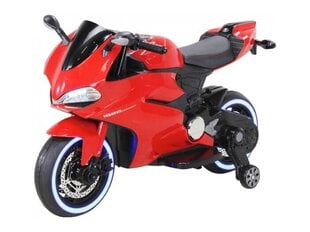 Bērnu elektriskais Motocikls RACE MOTOR, 12v, ādas sēdeklis, gumijas EVA riepas, sarkans цена и информация | Электромобили для детей | 220.lv
