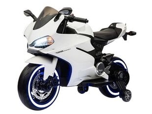 Детский электромотоцикл RACE MOTOR, 12v, кожаное сиденье, резина EVA, белый цена и информация | Электромобили для детей | 220.lv