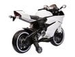 Bērnu elektriskais Motocikls RACE MOTOR, 12v, ādas sēdeklis, gumijas EVA riepas, balts cena un informācija | Bērnu elektroauto | 220.lv
