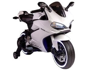 Детский электромотоцикл RACE MOTOR, 12v, кожаное сиденье, резина EVA, белый цена и информация | Электромобили для детей | 220.lv