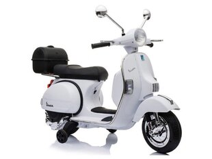 Skūteris Vespa 12v, ādas sēdeklis, gumijas EVA riepas, balts цена и информация | Электромобили для детей | 220.lv