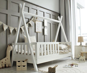 Кровать детская, детская кровать Домик , вигвам детский 80x160 Tipi белая цена и информация | Детские кровати | 220.lv