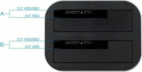 Divdoku stacija TooQ TQDS-805G 2.5"-3.5" HDD/SSD SATA USB 3.0 Pelēks cena un informācija | Iekšējie cietie diski (HDD, SSD, Hybrid) | 220.lv