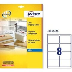 Līmes etiķetes Avery Quickpeel, 99,1 x 67,7 mm, 25 loksnes, caurspīdīgas cena un informācija | Burtnīcas un papīra preces | 220.lv