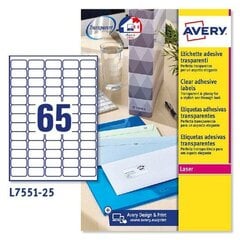 Līmes etiķetes Avery, 25 loksnes, caurspīdīgs, 210 x 297 mm cena un informācija | Burtnīcas un papīra preces | 220.lv