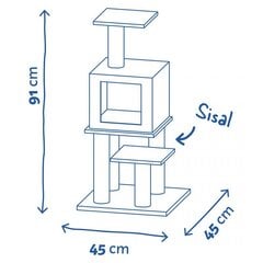 Kaķu skrāpēšanas stabs Angele 45x45x91 cm, bēšs цена и информация | Когтеточки | 220.lv