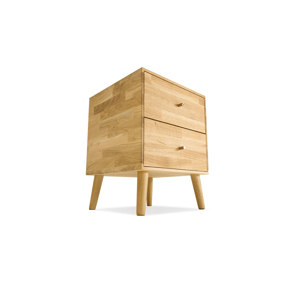 Ozolkoka galdiņš Cube No. 2, Natural Oil-wax, zelta rokturis cena un informācija | Naktsskapīši | 220.lv