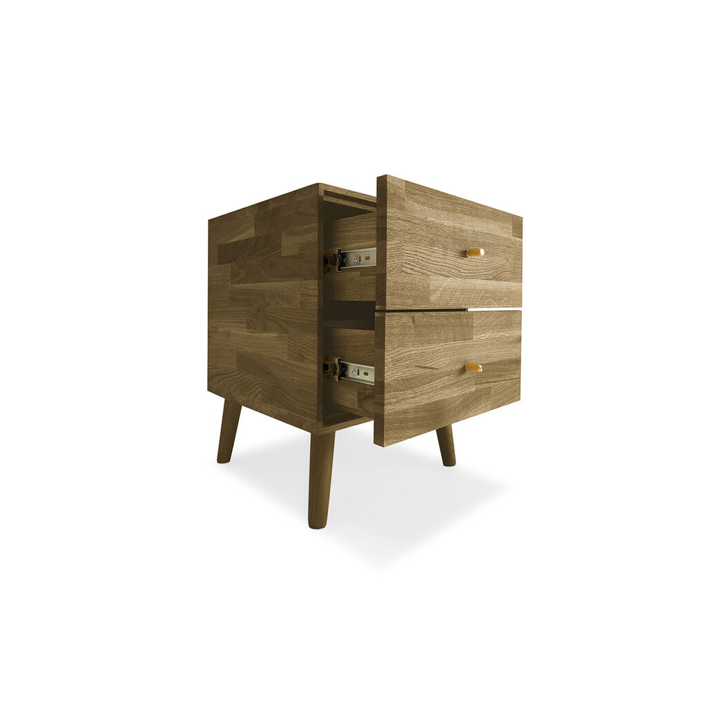 Ozolkoka galdiņš Cube No. 2, Rustic, zelta rokturis cena un informācija | Naktsskapīši | 220.lv