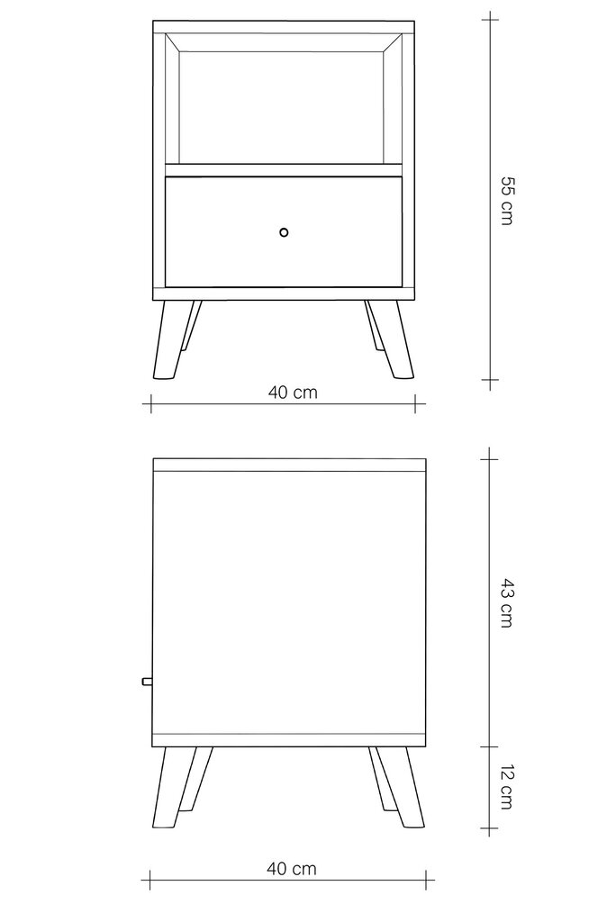 Ozolkoka galdiņš Tabb No. 1, Natural Lacquer, melns rokturis cena un informācija | Naktsskapīši | 220.lv