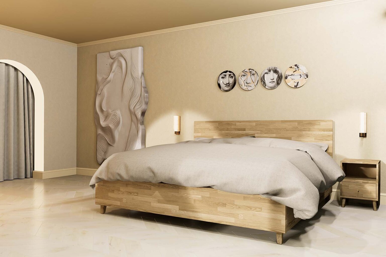 Ozolkoka gulta ar veļas kasti Ol.WOOD, 180x200, Belgium grey cena un informācija | Gultas | 220.lv