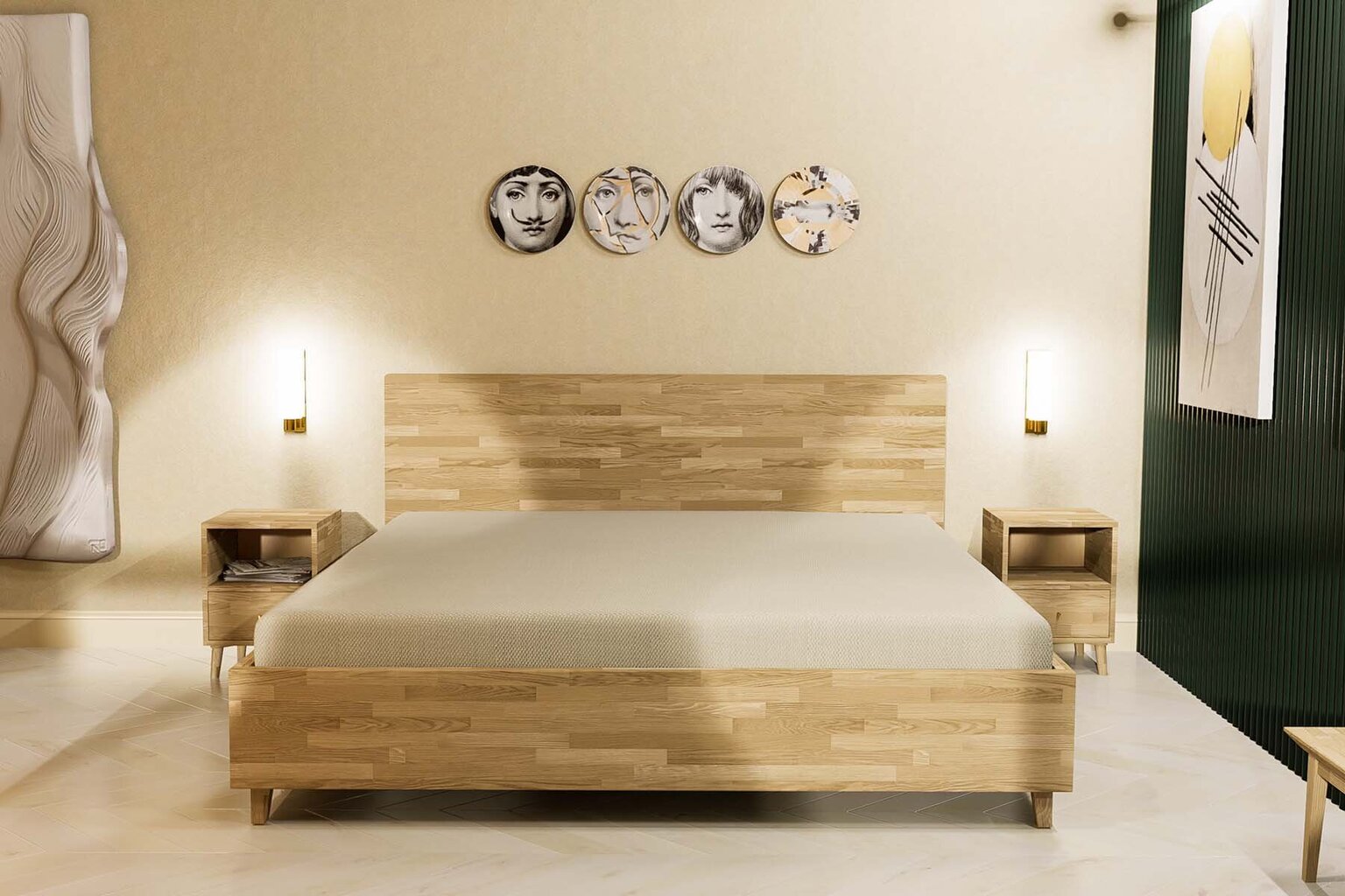 Ozolkoka gulta ar veļas kasti Ol.WOOD, 140x200, Dark honey cena un informācija | Gultas | 220.lv