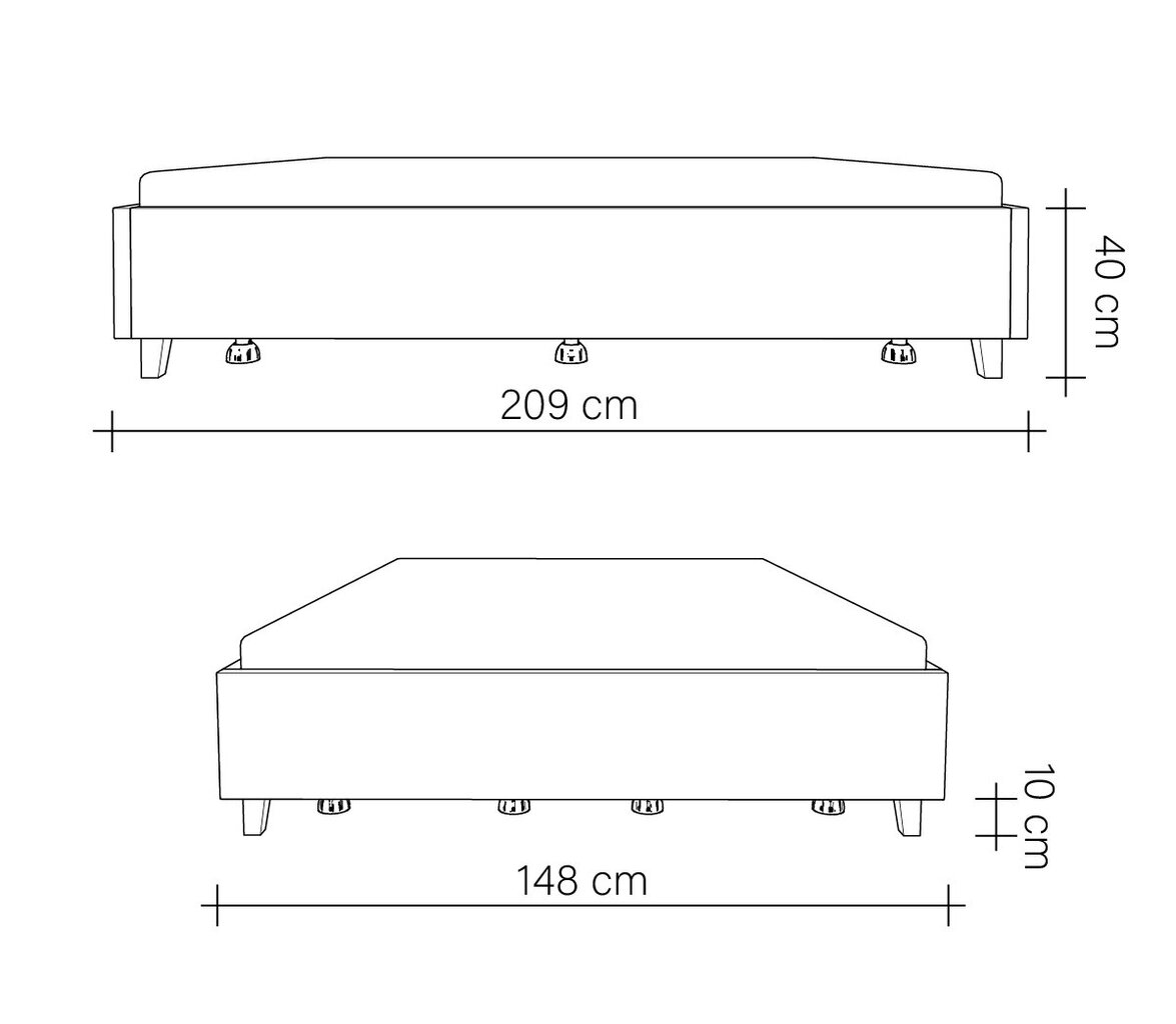 Polsterēta gulta ar veļas kasti Flat, 140x200, pelēks cena un informācija | Gultas | 220.lv