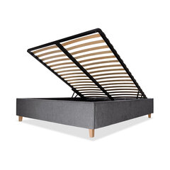 Кровать с обивкой с ящиком для хранения Flat, 160x200, серый цена и информация | Кровати | 220.lv