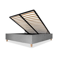 Кровать с обивкой с ящиком для хранения Flat, 140x200, светло-серый цена и информация | Кровати | 220.lv