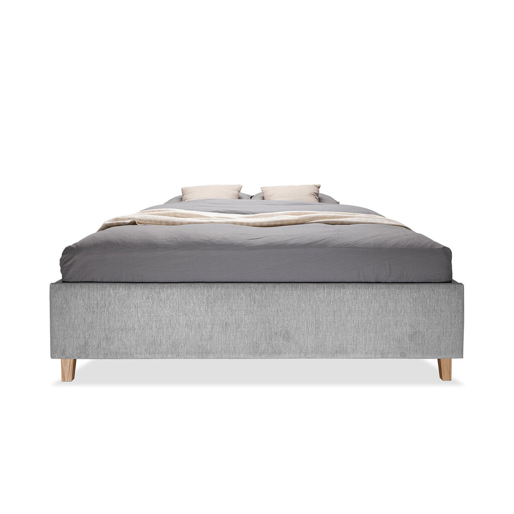 Polsterēta gulta ar veļas kasti Flat, 180x200, gaiši pelēks цена и информация | Gultas | 220.lv