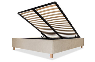Кровать с обивкой с ящиком для хранения Flat, 180x200, бежевый цена и информация | Кровати | 220.lv