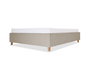 Кровать с обивкой с ящиком для хранения Flat, 200x200, бежевый цена и информация | Кровати | 220.lv