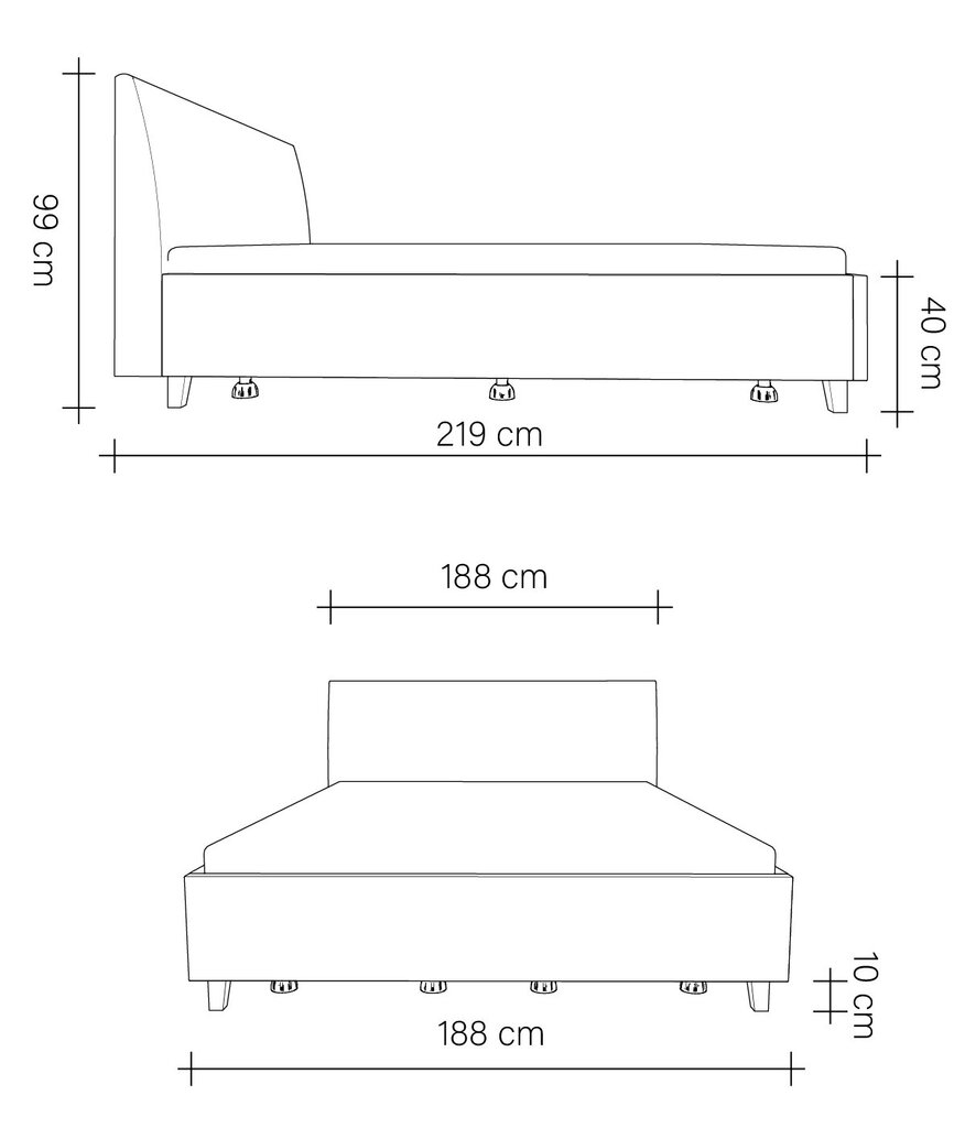 Polsterēta gulta ar veļas kasti Con, 180x200, gaiši pelēks cena un informācija | Gultas | 220.lv