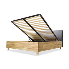 Дубовая кровать с ящиком для хранения Con, 160x200, серый цена и информация | Кровати | 220.lv