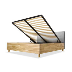 Дубовая кровать с ящиком для хранения Con, 140x200, светло-серый цена и информация | Кровати | 220.lv