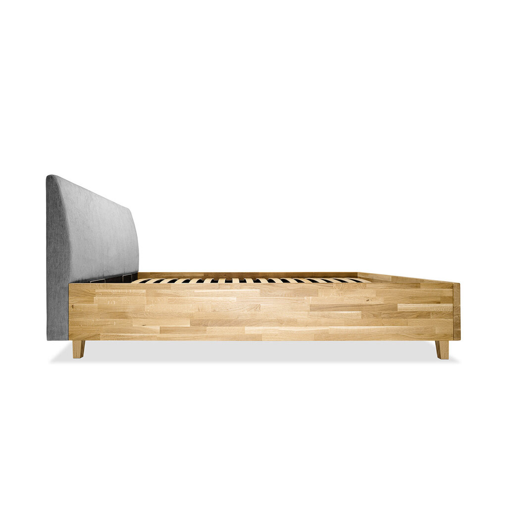 Ozolkoka gulta ar veļas kasti Con, 160x200, gaiši pelēks cena un informācija | Gultas | 220.lv