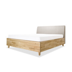 Дубовая кровать с ящиком для хранения Con, 200x200, бежевый цена и информация | Кровати | 220.lv
