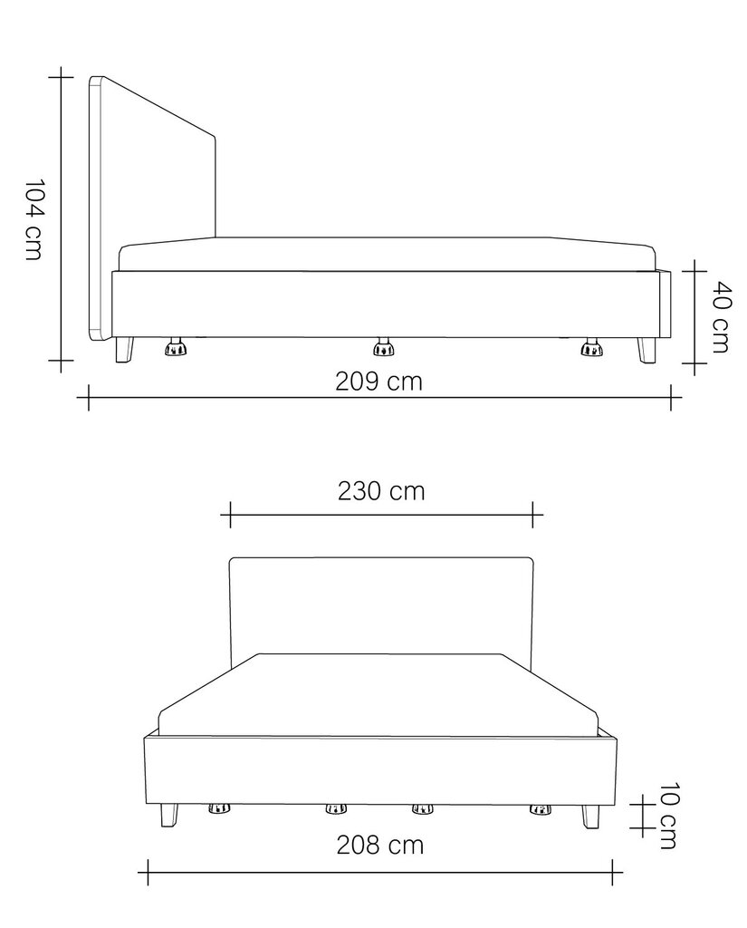 Polsterēta gulta ar veļas kasti Slim, 200x200, gaiši pelēks cena un informācija | Gultas | 220.lv