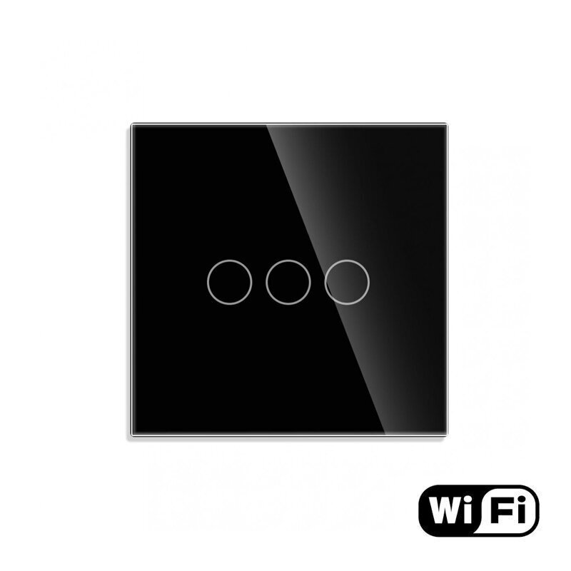 WiFi trīspolu sensora slēdzis, melns 600W cena un informācija | Elektrības slēdži, rozetes | 220.lv
