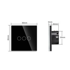 Trīspolu sensora slēdzis, melns 500W цена и информация | Электрические выключатели, розетки | 220.lv