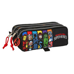 Trīsvietīgs futrālis The Avengers Super heroes Melns (21,5 x 10 x 8 cm) cena un informācija | Penāļi | 220.lv