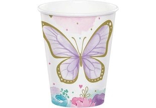 Бумажные стаканчики с бабочками, 236 мл, 8 шт. цена и информация | Праздничная одноразовая посуда | 220.lv