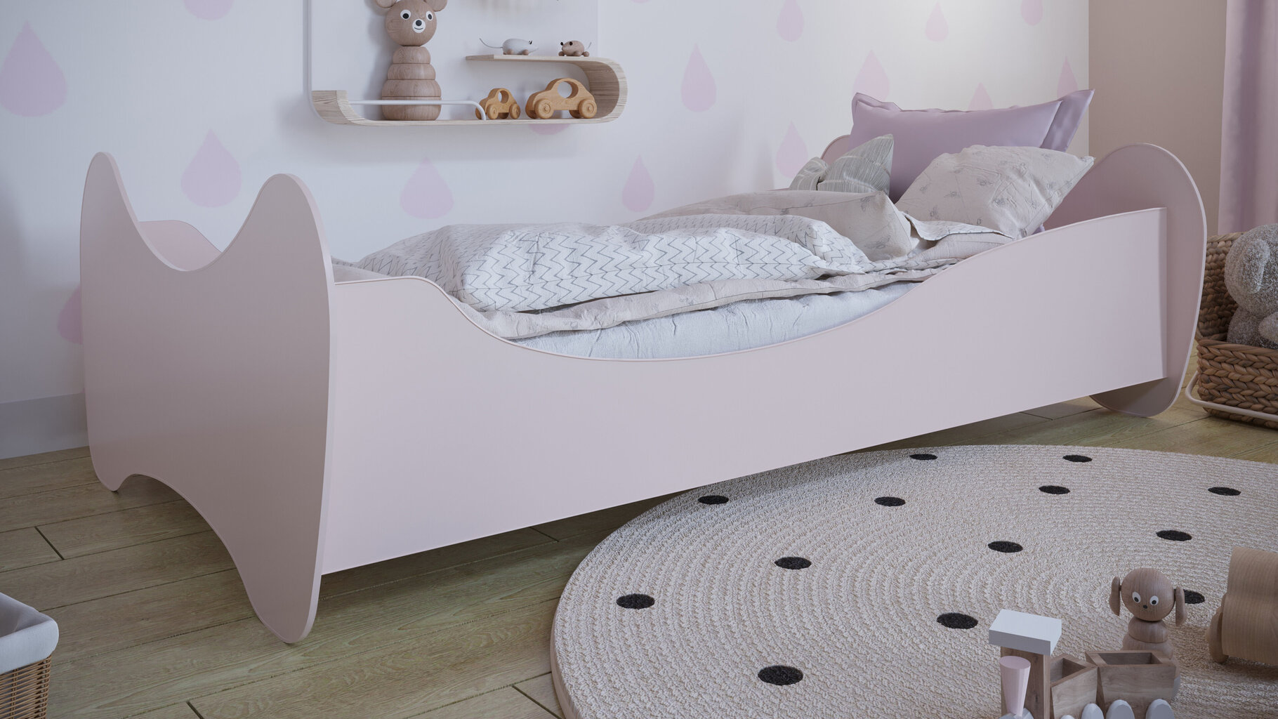 Gulta - Lilly, rozā, 140x70, ar matraci cena un informācija | Bērnu gultas | 220.lv