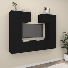 vidaXL 6-daļīgs TV skapīšu komplekts, inženierijas koks, melns cena un informācija | TV galdiņi | 220.lv
