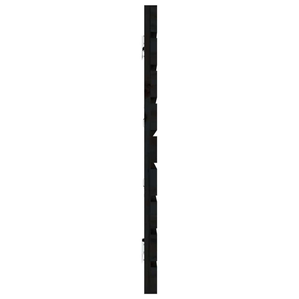 vidaXL sienas galvgalis, melns, 186x3x63 cm, priedes masīvkoks cena un informācija | Gultas | 220.lv