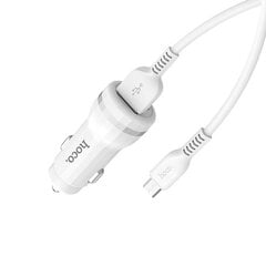 Hoco автомобильное зарядное устройство 2 x USB 2,4A + кабель Micro Z27 белый цена и информация | Зарядные устройства для телефонов | 220.lv