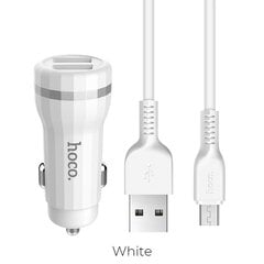 Hoco автомобильное зарядное устройство 2 x USB 2,4A + кабель Micro Z27 белый цена и информация | Зарядные устройства для телефонов | 220.lv