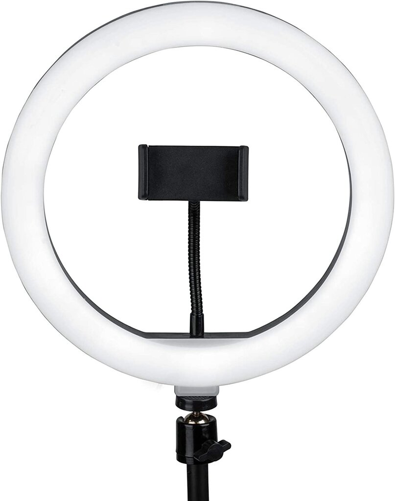 LED riņķis / LED gredzens / LED RING lampa 26cm ar turētāju mobilajam telefonam + statīvs (25-140 cm) cena un informācija | Apgaismojums fotografēšanai | 220.lv