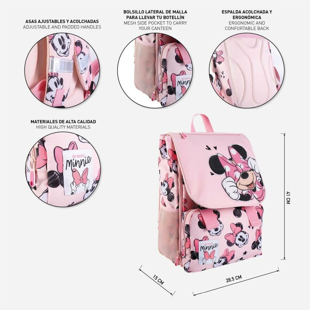 Skolas soma Minnie Mouse Rozā (28,5 x 15 x 41 cm) cena un informācija | Skolas somas | 220.lv