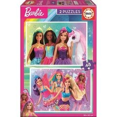 Puzle un domino komplekts Educa Barbie (2 x 48 pcs) cena un informācija | Puzles, 3D puzles | 220.lv