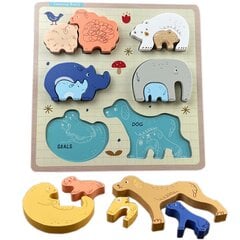 Koka puzle - Dzīvnieki un viņu mazuļi cena un informācija | Rotaļlietas zīdaiņiem | 220.lv