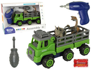 Kravas automašīna ar darbarīkiem un dinozauriem, zaļa cena un informācija | Rotaļlietas zēniem | 220.lv