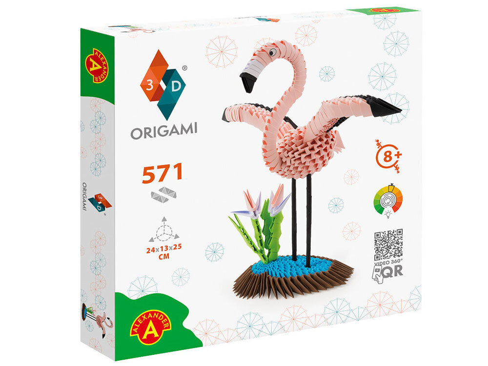 Alexander 3D origami radošais komplekts, flamingo cena un informācija | Attīstošās rotaļlietas | 220.lv