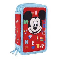 Тройной пенал Mickey Mouse, 43 предмет, красный, 12 x 19.5 x 6.5 см цена и информация | Пенал | 220.lv