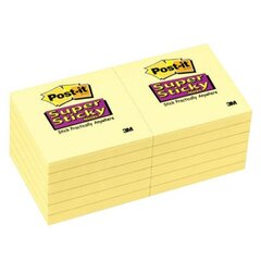 Līmlapiņas Post-it SUPER STICKY Dzeltens 7,6 x 7,6 cm (76 x 76 mm) (12 gb.) cena un informācija | Burtnīcas un papīra preces | 220.lv