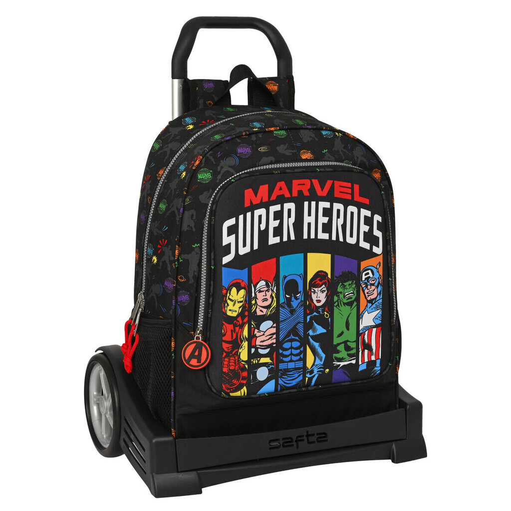 Skolas mugursoma ar riteņiem The Avengers Super heroes Melns (32 x 42 x 14 cm) цена и информация | Skolas somas | 220.lv