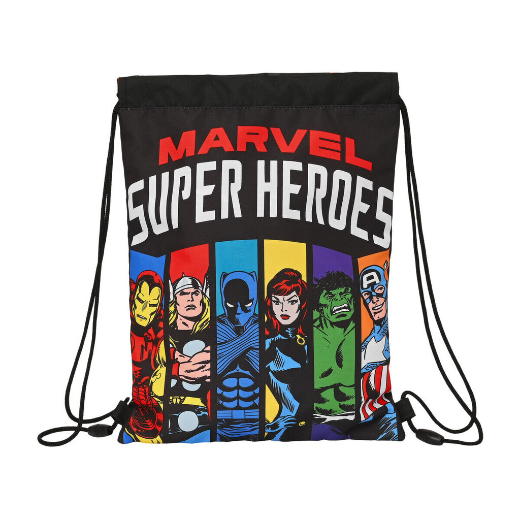 Mugursoma ar lencēm The Avengers Super heroes Melns (26 x 34 x 1 cm) цена и информация | Skolas somas | 220.lv